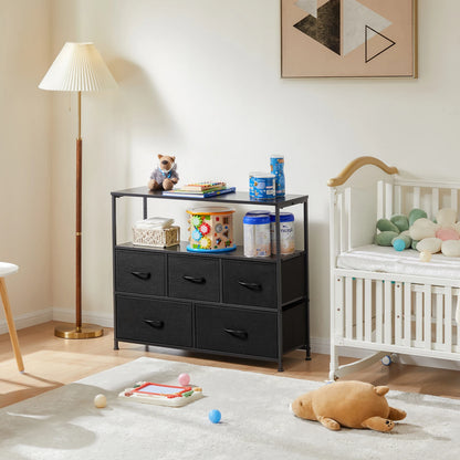 TV Stand Dresser with 5 Fabric Drawers