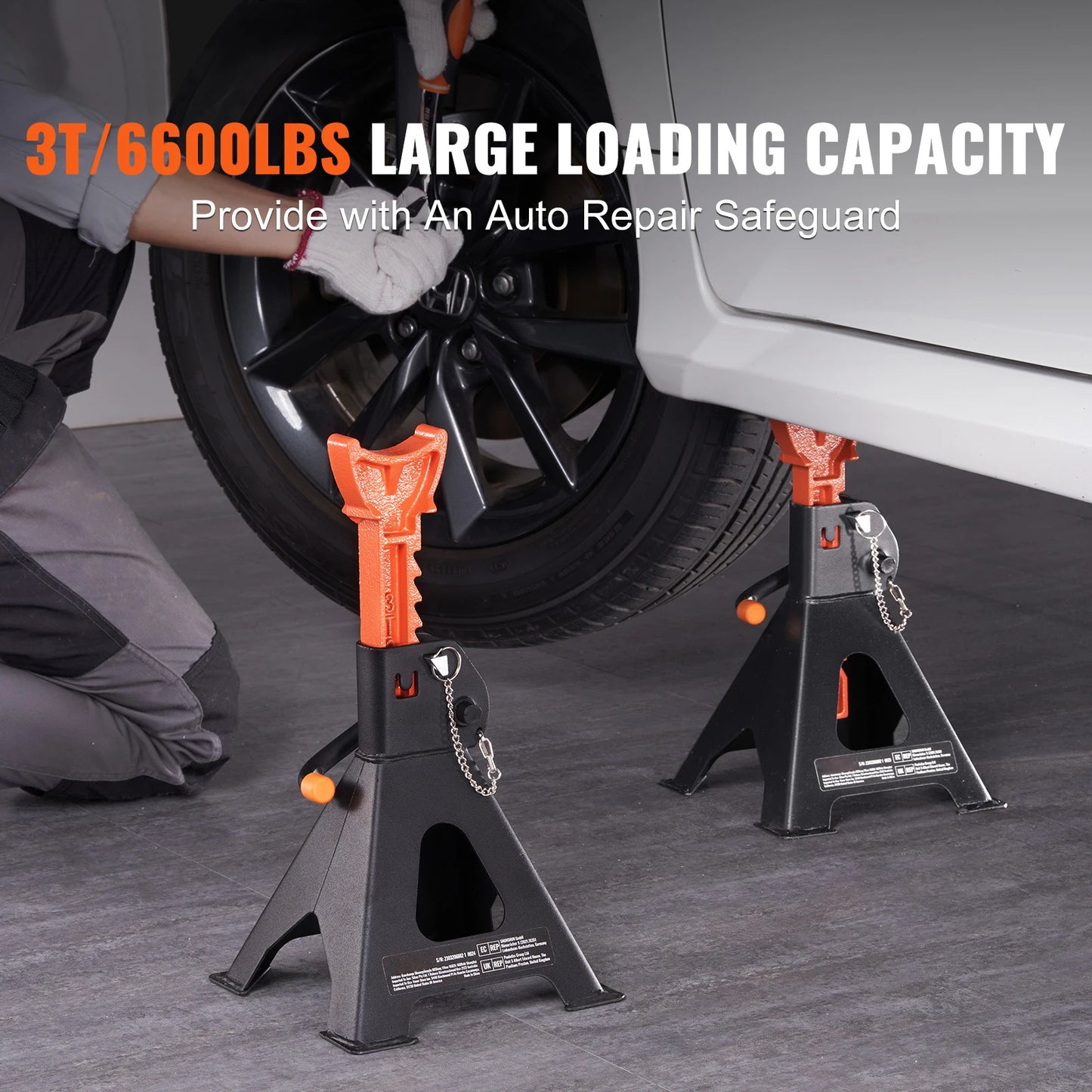 3/6 Ton Capacity  Car Locking Jack Stands