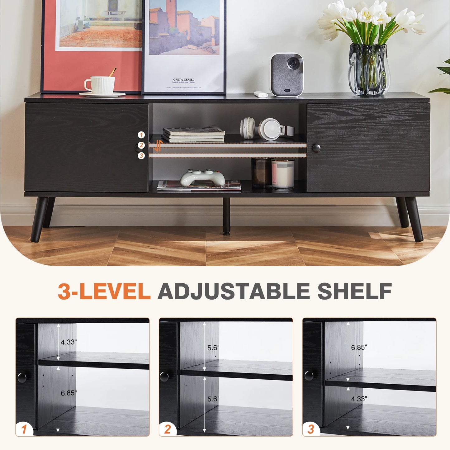 60" Wooden Fireplace Tv Stand Entertainment Center