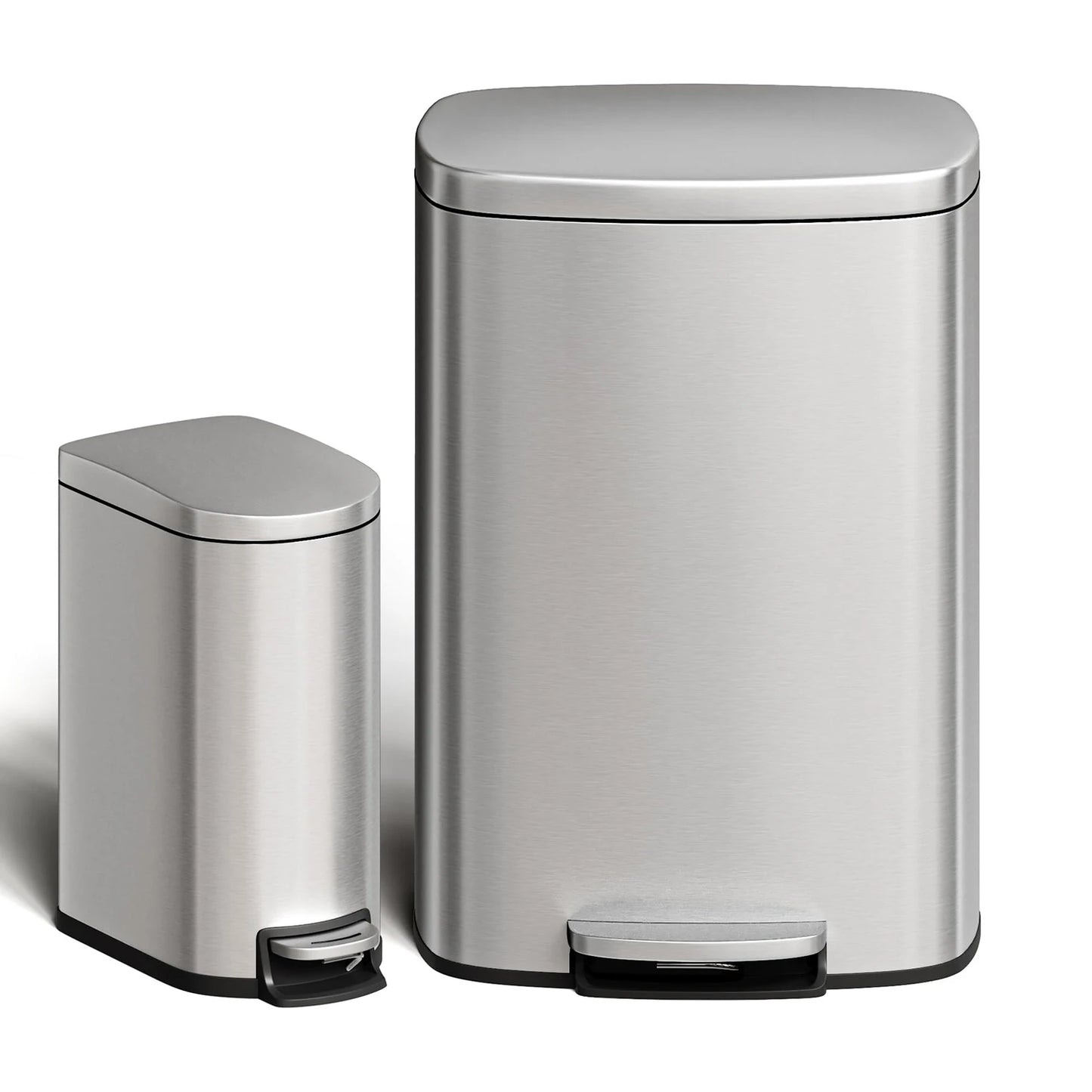 Stainless Steel Garbage Bins w/Removable Inner Buckets