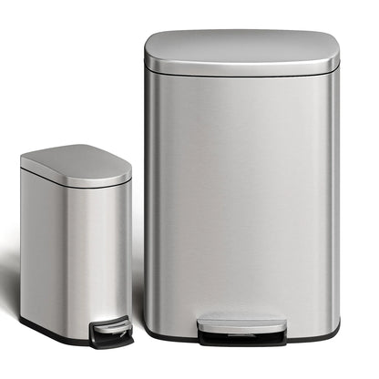Stainless Steel Garbage Bins w/Removable Inner Buckets