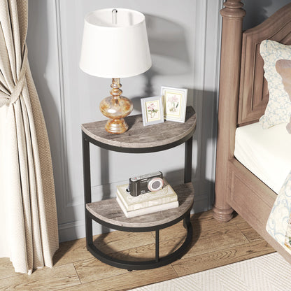 End Table Semi Circle w/Storage Shelf