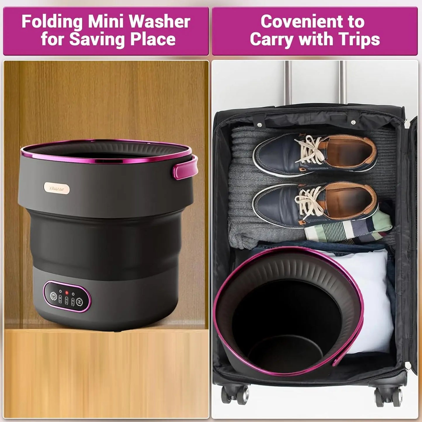 Foldable Mini Washer with 4 Modes
