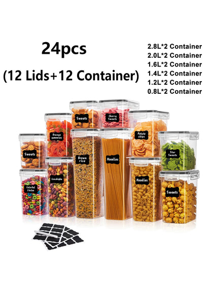 24pcs Sealed food storage containers with LIDS