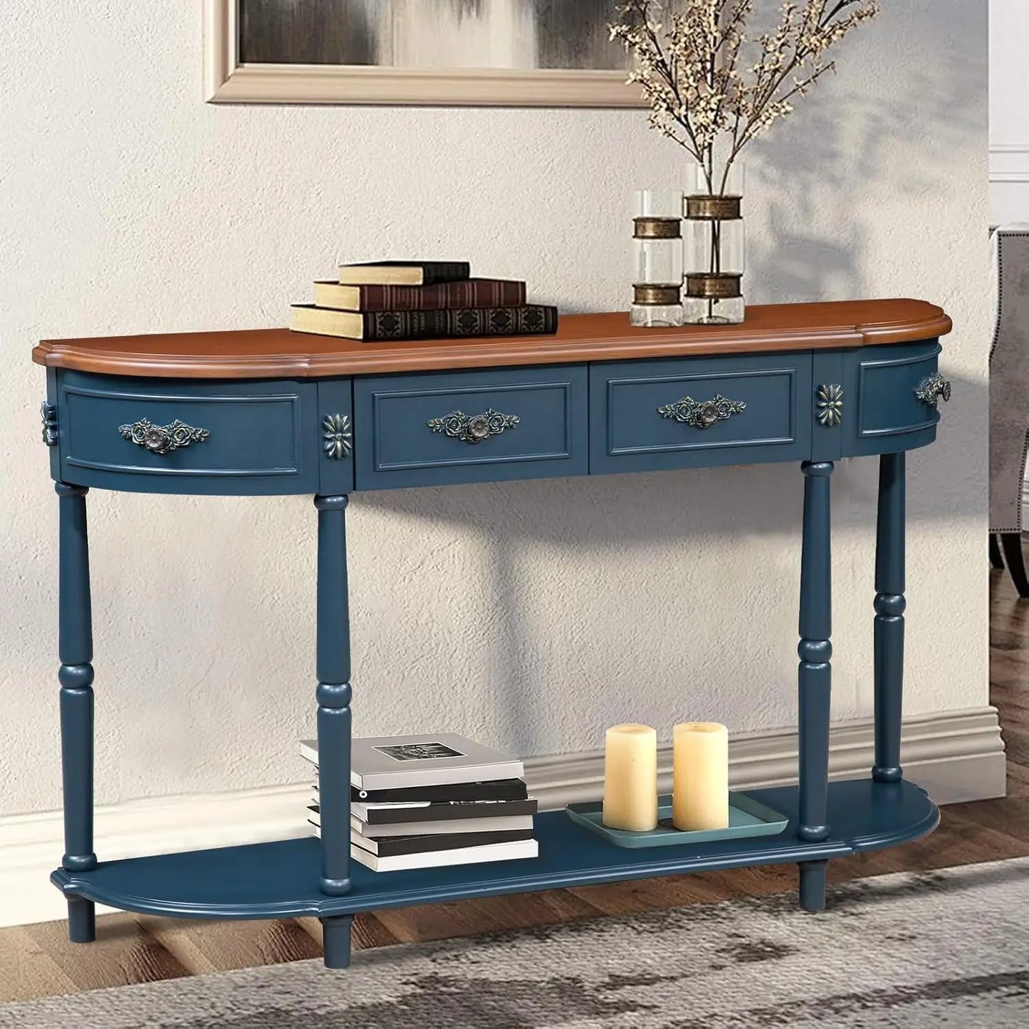 Retro Curved Console Entryway Table