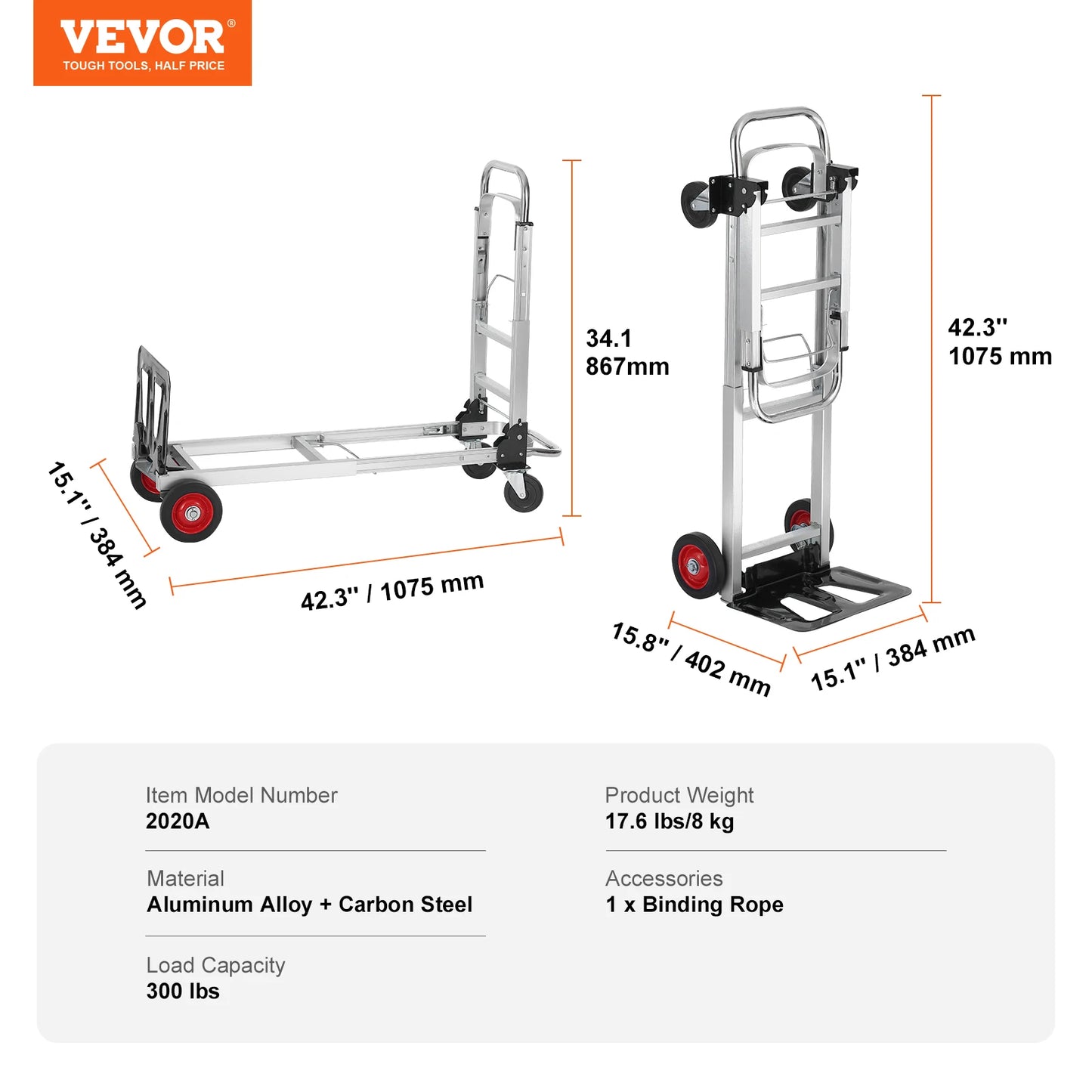 Portable Hand Truck Dolly, Lightweight Folding