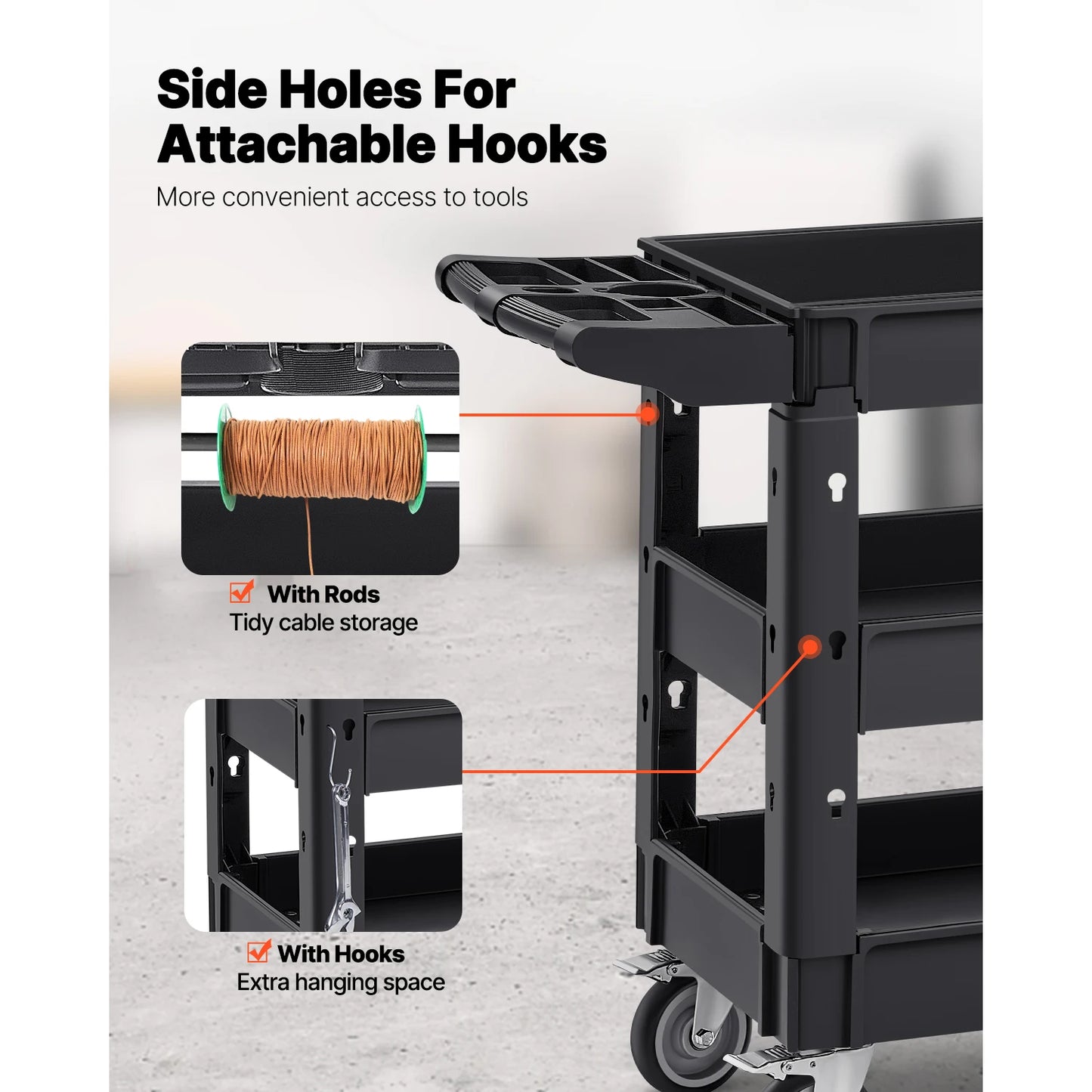2/3 Shelf Utility Service Cart Dolly w/ 360° Swivel Wheels