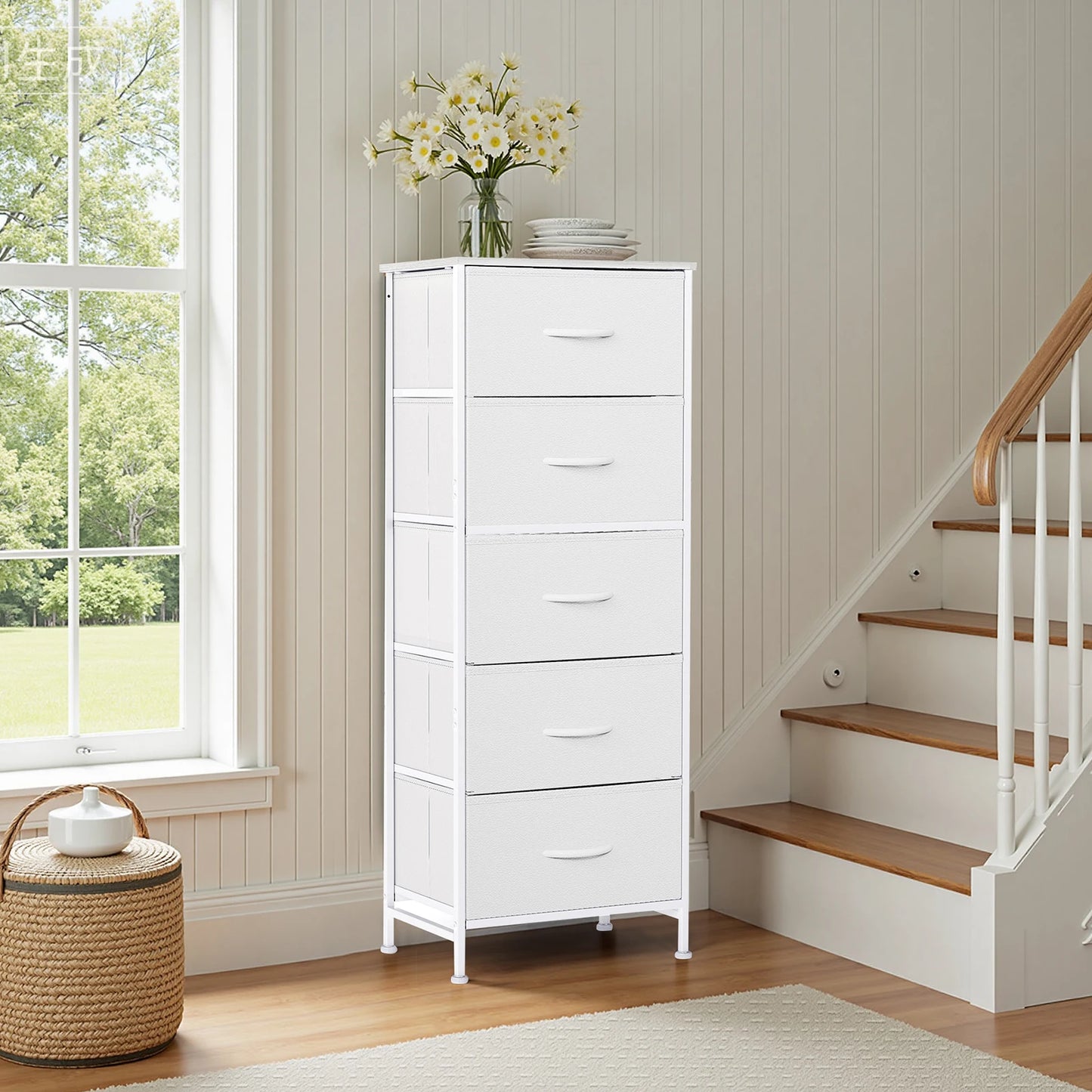 48" Dresser w/ 5 Fabric Drawers