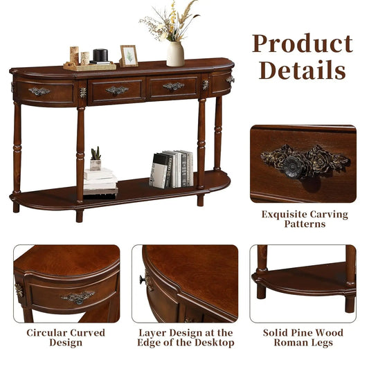 Retro Curved Console Entryway Table