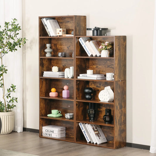 6 Tier/63 Inch Wooden Bookcase