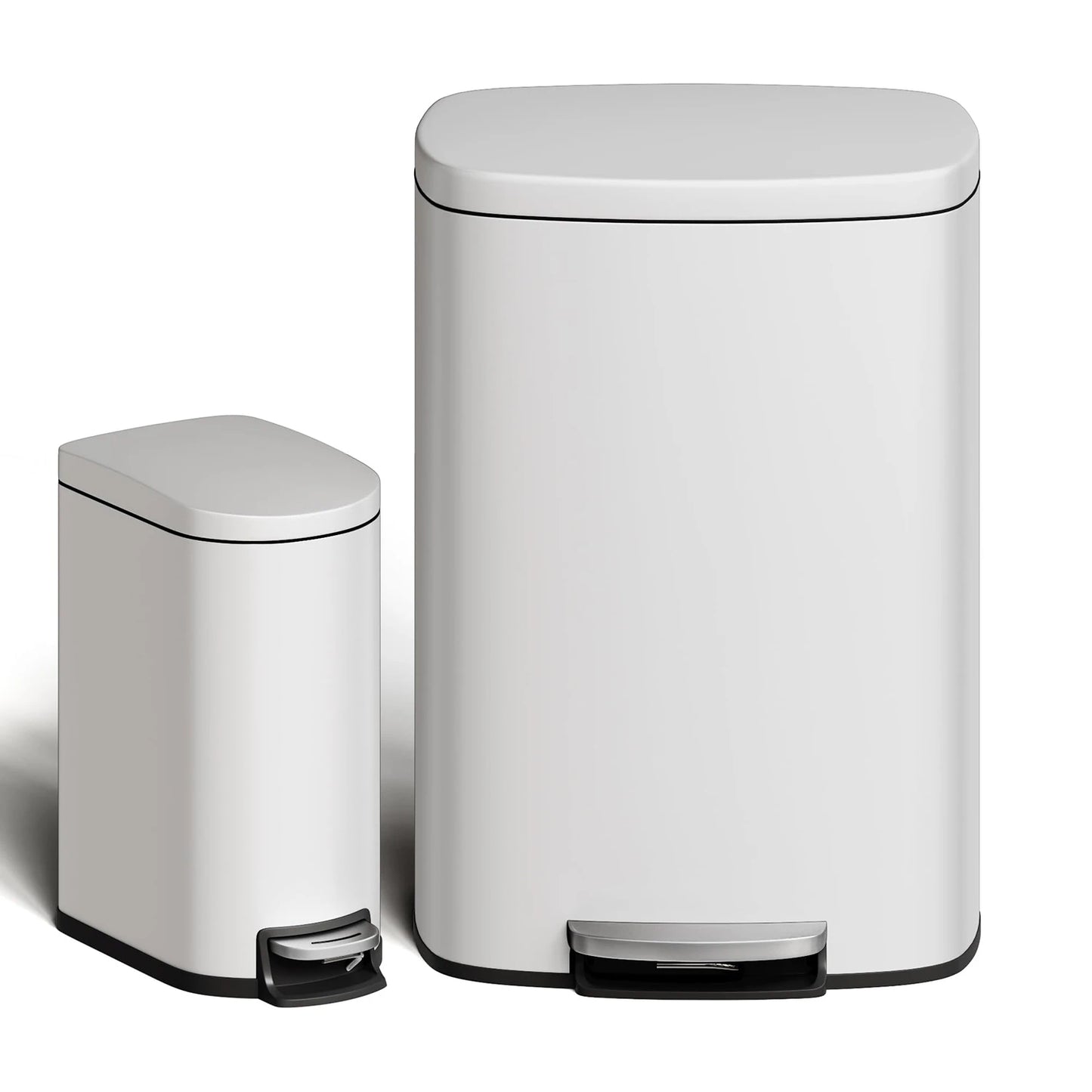 Stainless Steel Garbage Bins w/Removable Inner Buckets