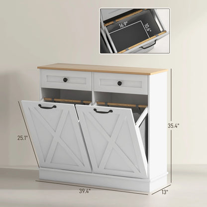 Tilt Out Laundry Hamper Cabinet with 2 Baskets