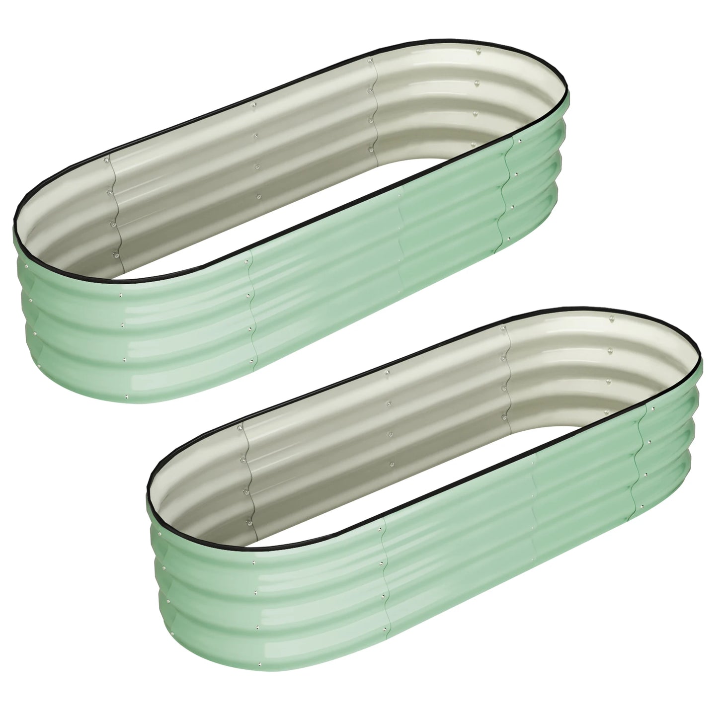 2 Pcs 4.5x2x1ft Oval, Galvanized Raised Beds,