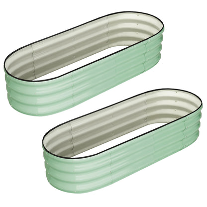 2 Pcs 4.5x2x1ft Oval, Galvanized Raised Beds,