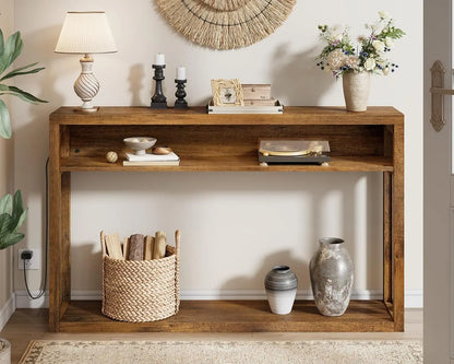 LED Console Table 2-Tier Wood Entryway