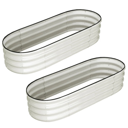 2 Pcs 4.5x2x1ft Oval, Galvanized Raised Beds,