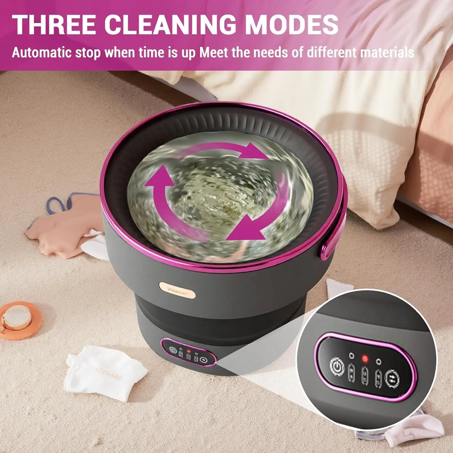Foldable Mini Washer with 4 Modes