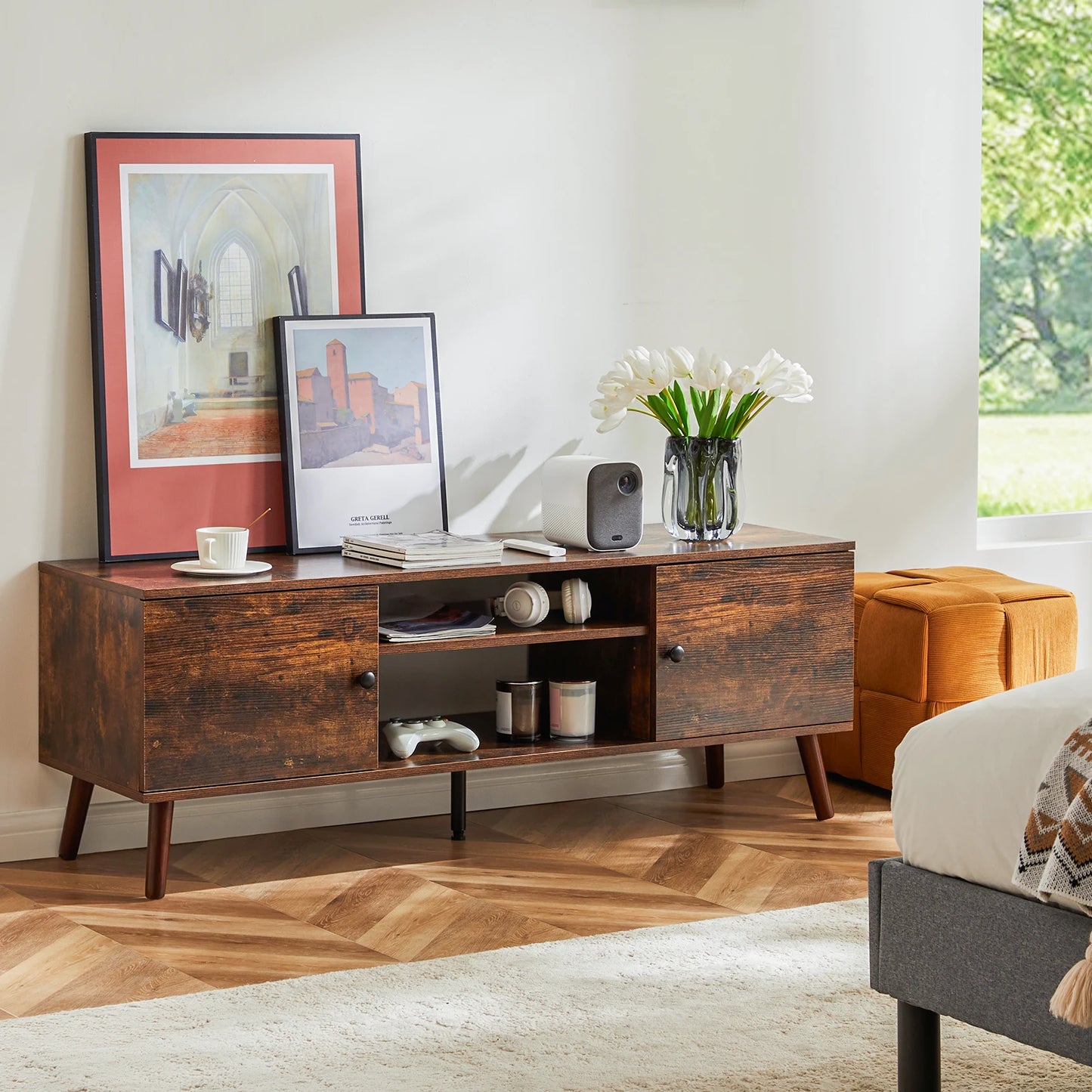 60" Wooden Fireplace Tv Stand Entertainment Center