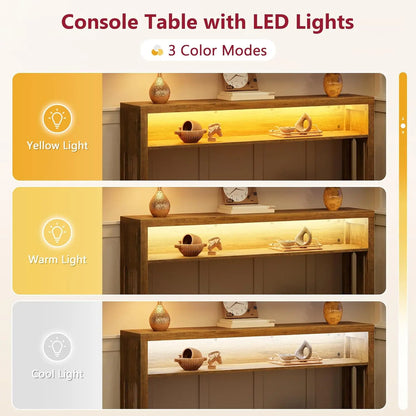 LED Console Table 2-Tier Wood Entryway