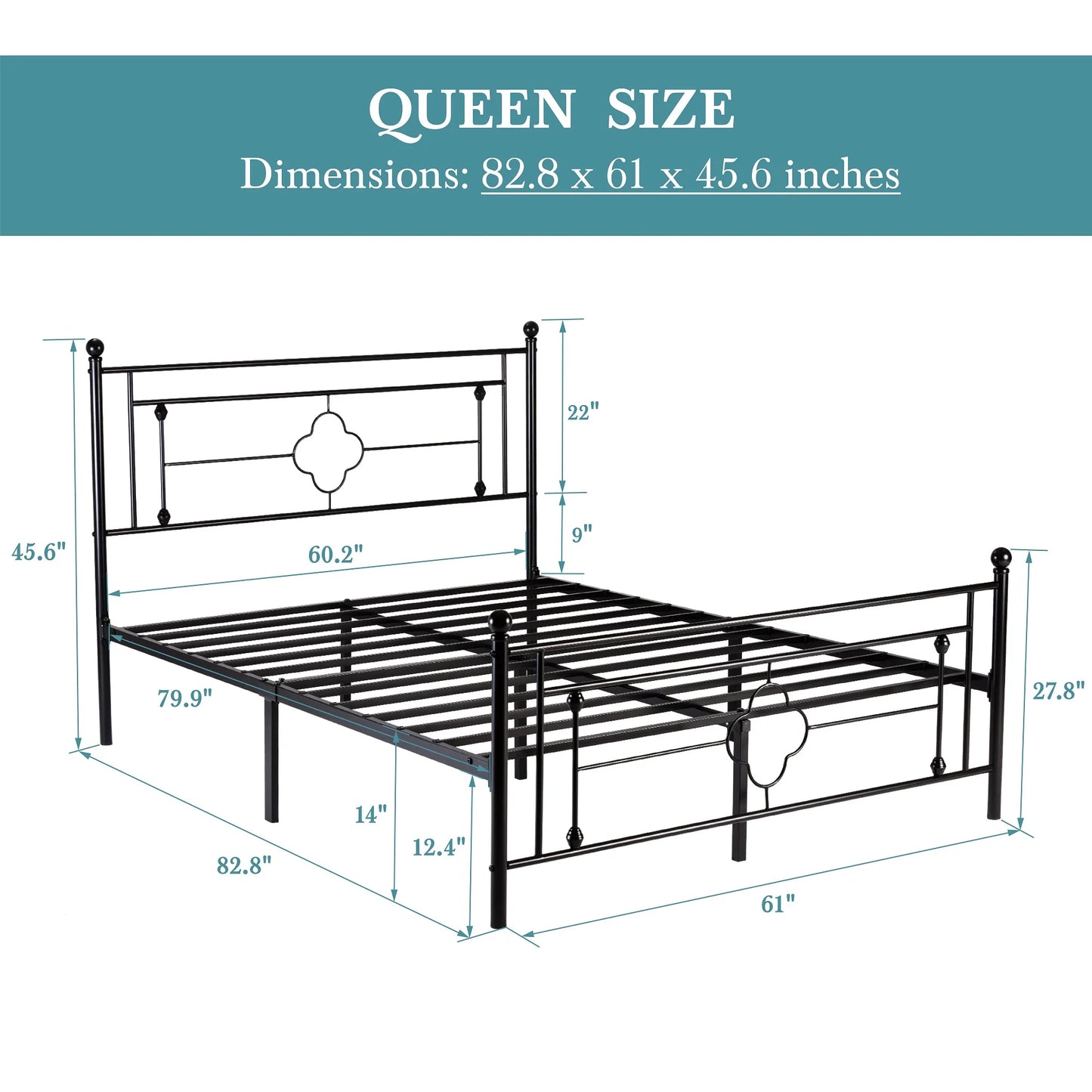 Vintage Victorian Style Platform Bed Frame