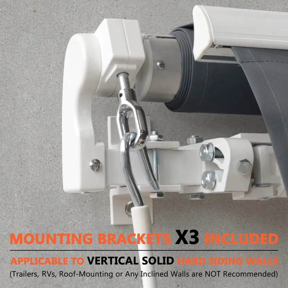12x10 FT Manual Retractable Outdoor Patio Awning