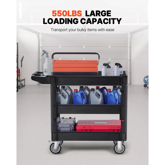 2/3 Shelf Utility Service Cart Dolly w/ 360° Swivel Wheels