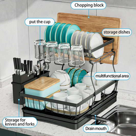 Large 2-tier dish drying rack