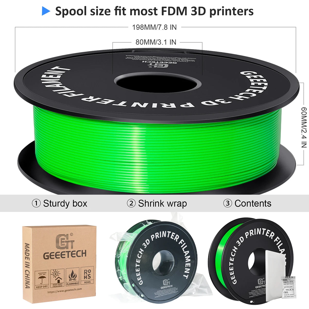 Standard 1.75mm PLA Filament for 3D Printer multiple colors