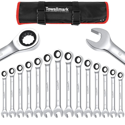 14-Piece Ratcheting Metric 6-19mm Wrench Set