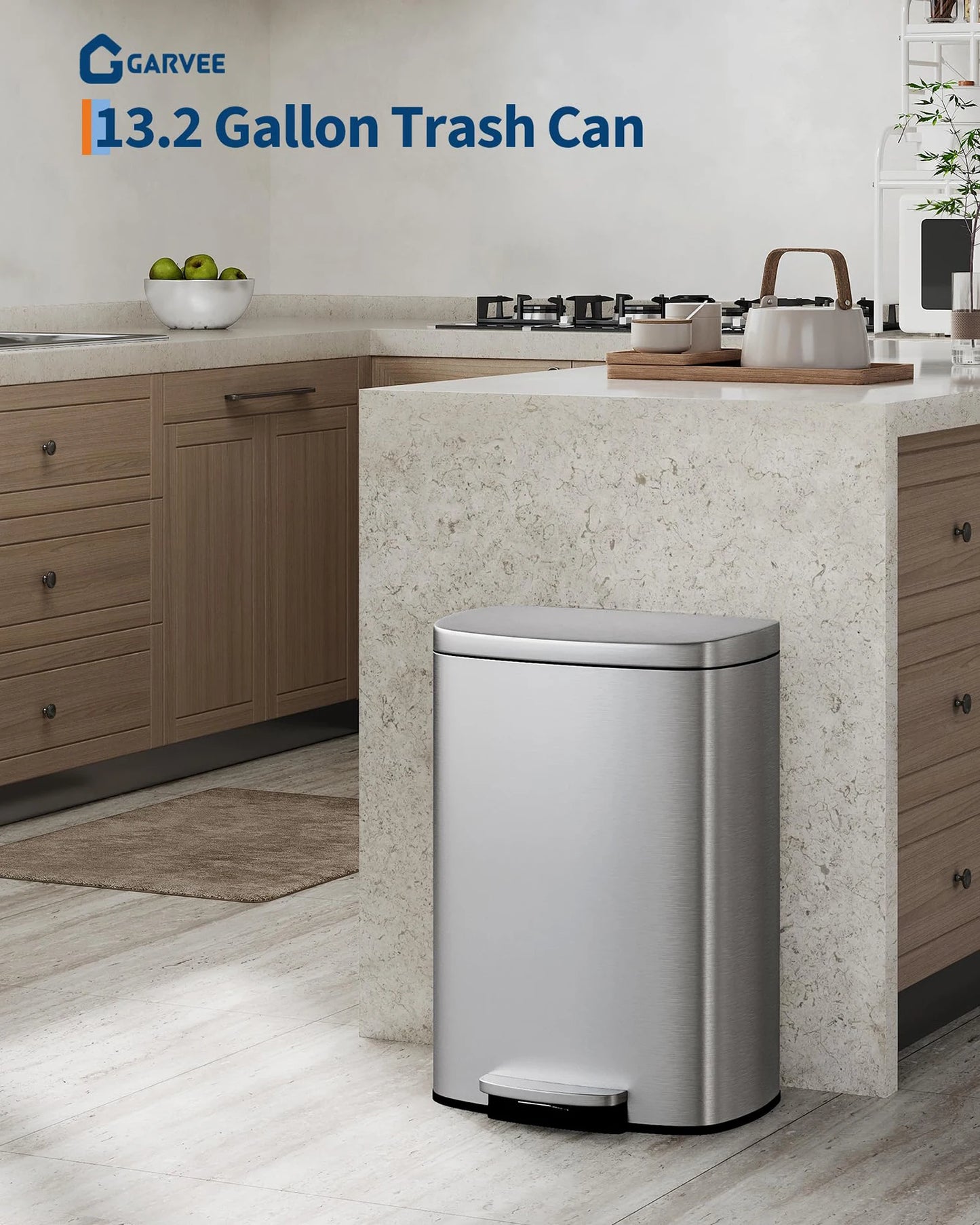 Stainless Steel Garbage Bins w/Removable Inner Buckets