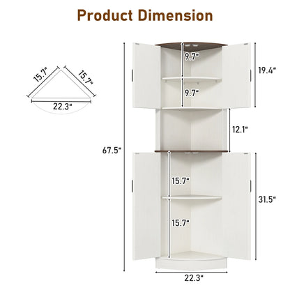 Corner Bathroom Storage Tall Cabinet with Doors
