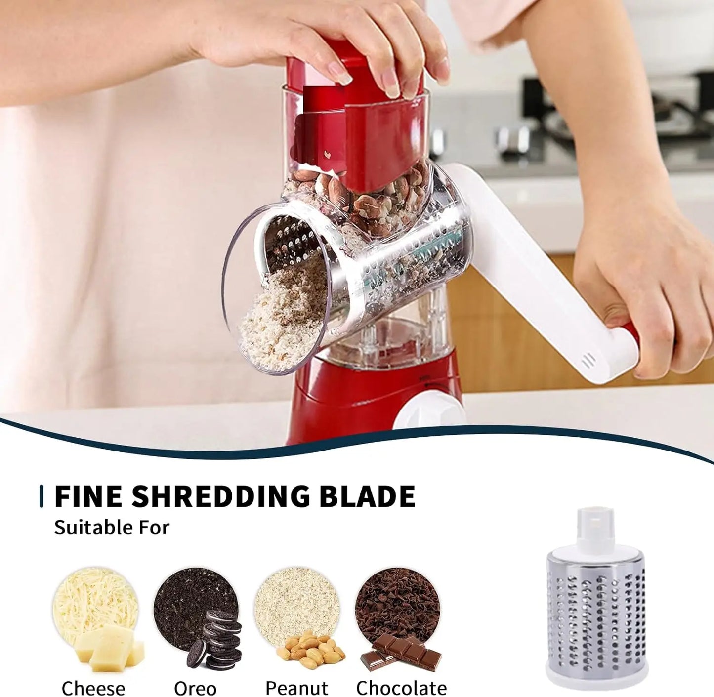 3-in-1 Cheese Grater Set - Hand Crank Slicer