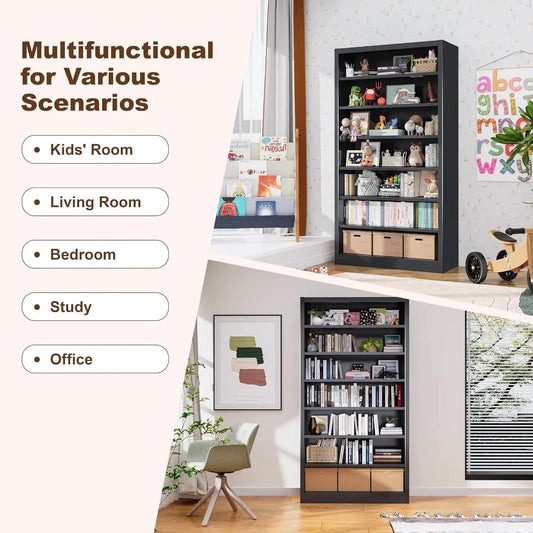 55" Media Storage Cabinet w/ 6 Adjustable Shelves