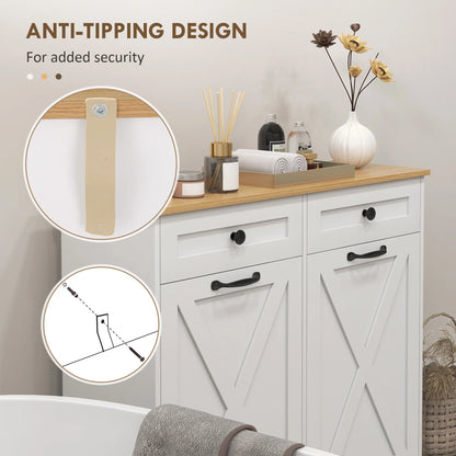 Tilt Out Laundry Hamper Cabinet with 2 Baskets