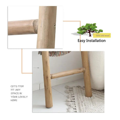 57in Rustic Wooden Towel Rack