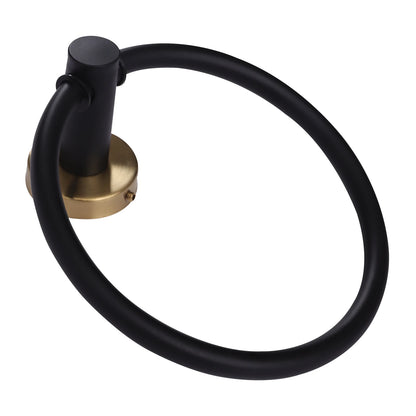 5-Piece Black & Gold Stainless Steel Wall Mounted Towel Rack Set