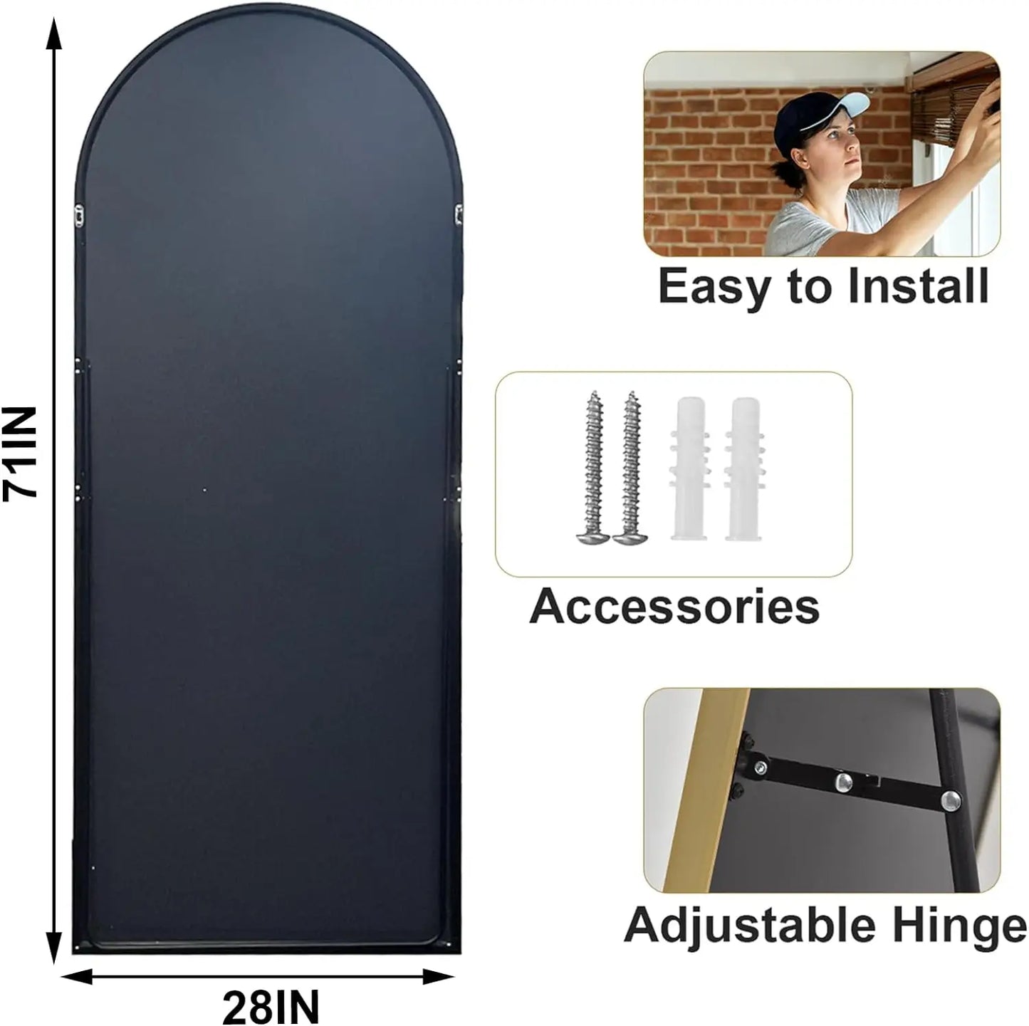 26" x 71" Aluminum Alloy Frame Full Body Mirror