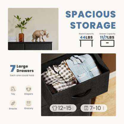 Dresser w/ 7 Fabric Organizer Storage Chest