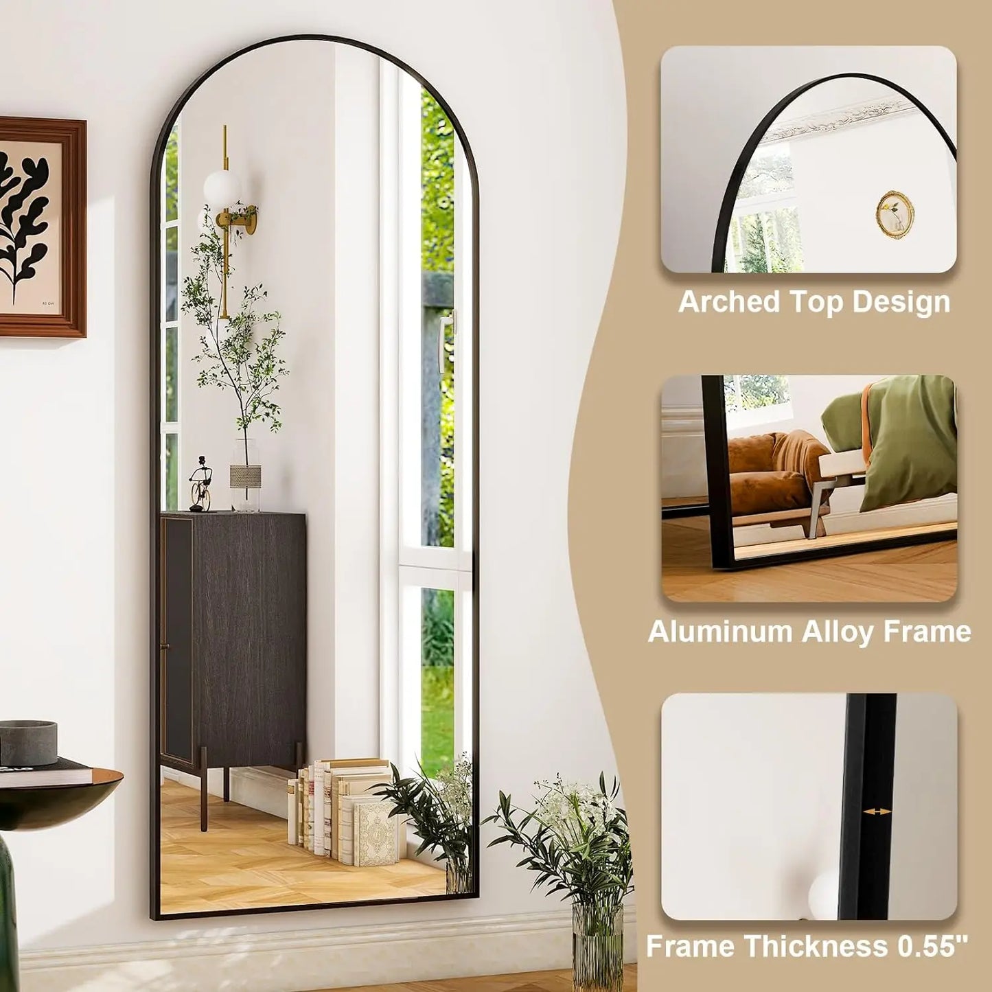 26" x 71" Aluminum Alloy Frame Full Body Mirror