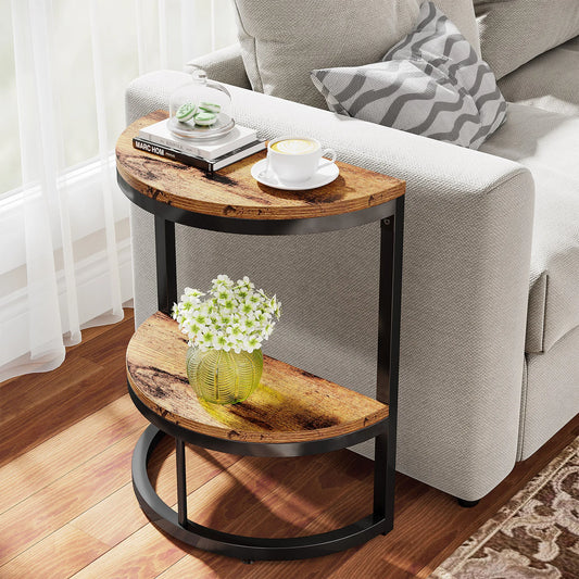 End Table Semi Circle w/Storage Shelf