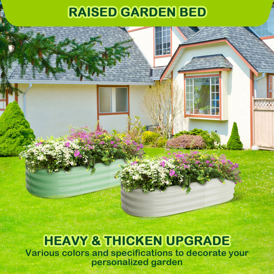 2 Pcs 4.5x2x1ft Oval, Galvanized Raised Beds,