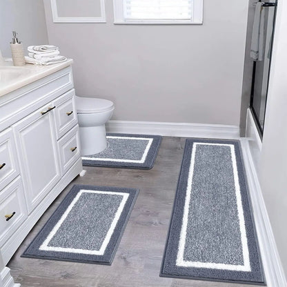 3-Pc Non-slip  Microfiber Shaggy Bath Mat Set