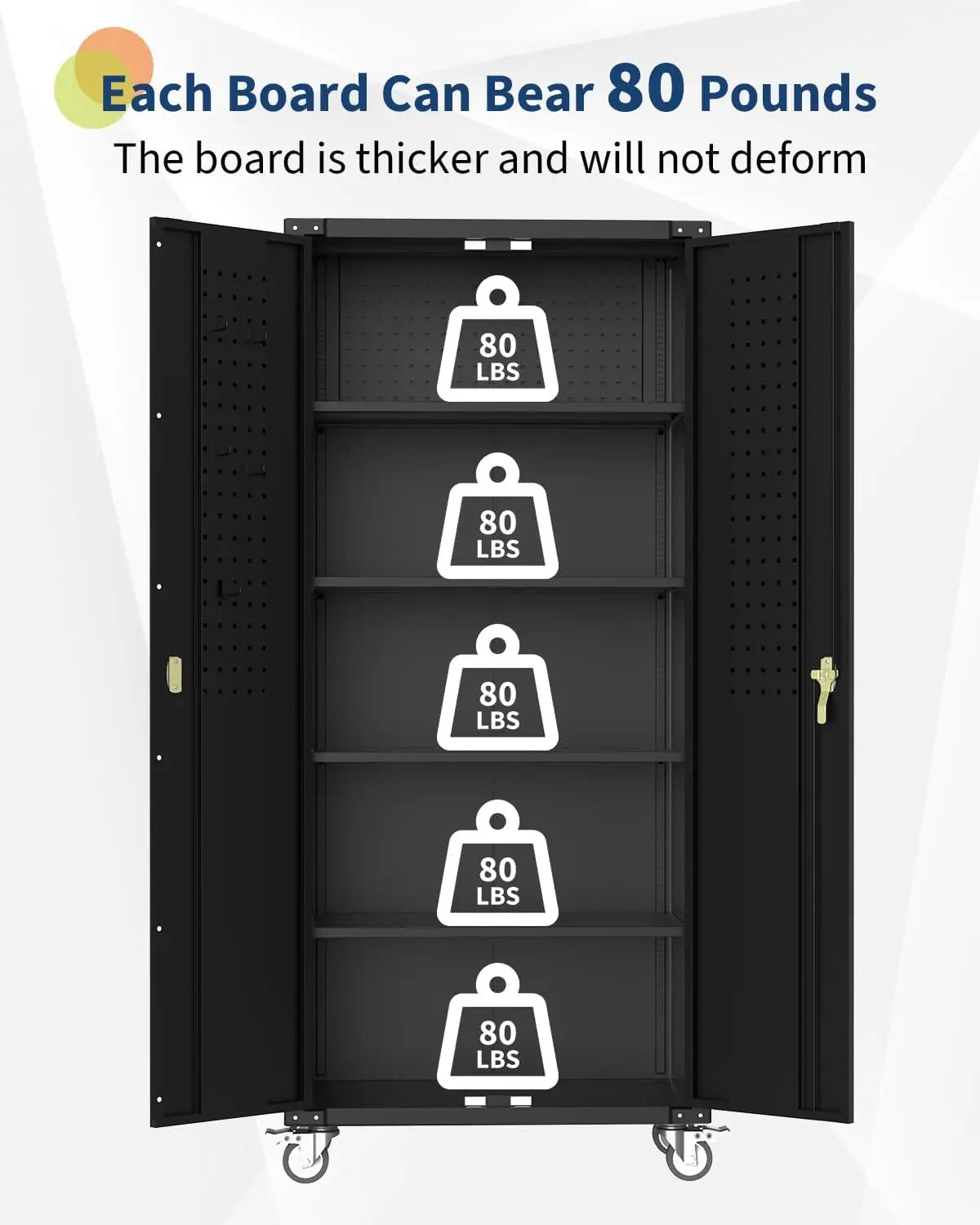 72" Lockable Metal Cabinet w/Adjustable Shelves/Pegboard