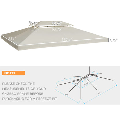 13' X 10' 2-Tier Gazebo Canopy Top Cover Replacement