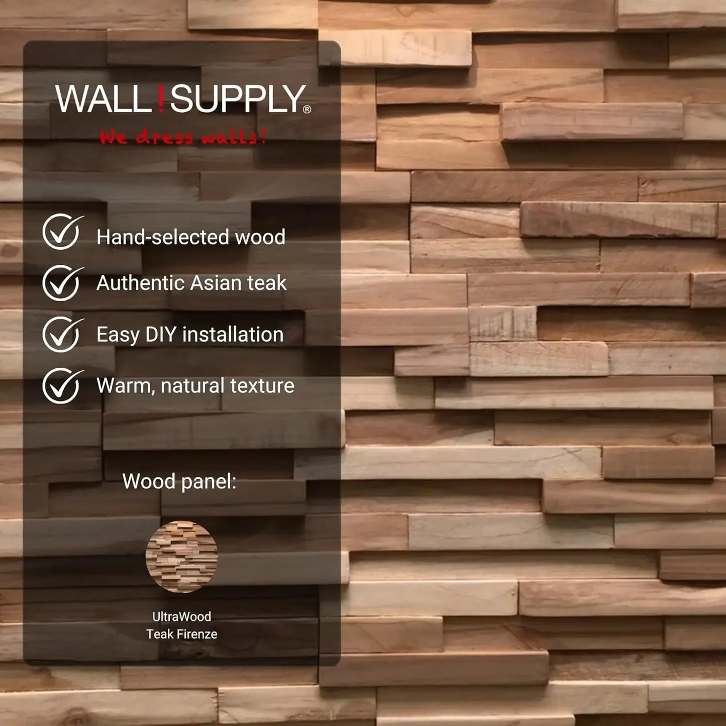 UltraWood Firenze Reclaimed Teak Wood 3D Wall Panels