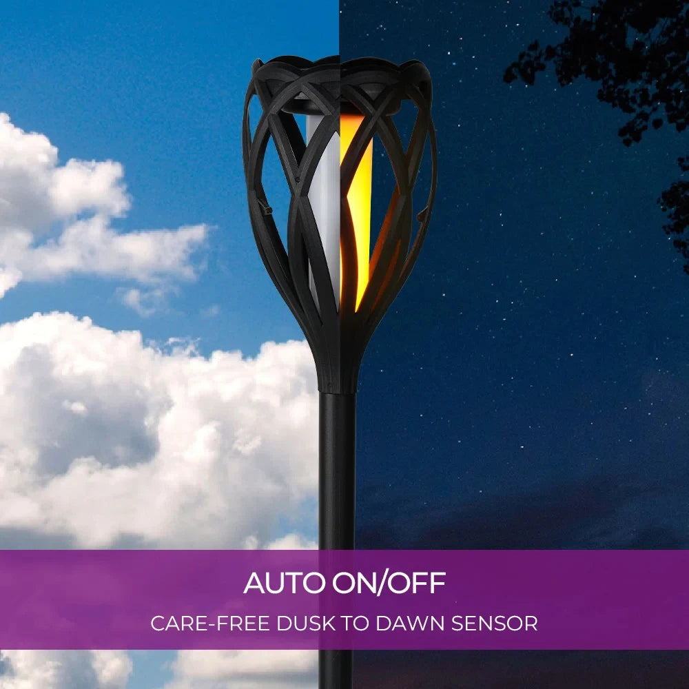 4-Piece Solar Pathway Torch Lights w/ Flickering Flame