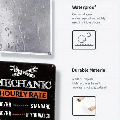 Humorous Rules Mechanic Hourly Rate Sign