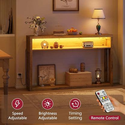 LED Console Table 2-Tier Wood Entryway