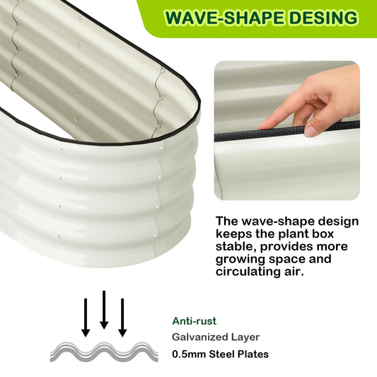 2 Pcs 4.5x2x1ft Oval, Galvanized Raised Beds,