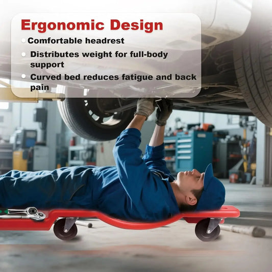 - 40" Rolling Mechanic Creeper w/Dual Tool Trays